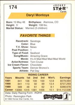 1992 Jockey Star #174 Daryl Montoya Back